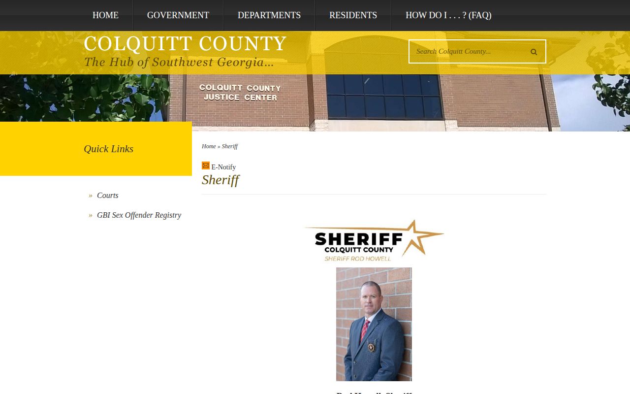 Colquitt County Sheriff's Office official records and jail-services page