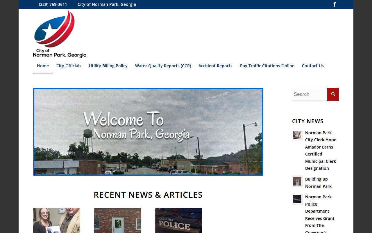 Official Norman Park, Colquitt County municipal site used for police-record contact context